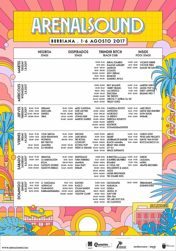 arenal sound horarios