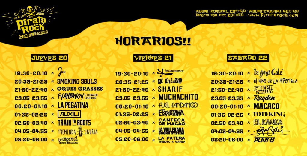 pirata rock horarios