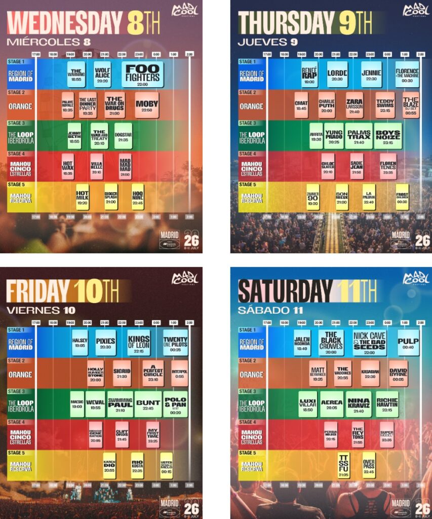mad cool horarios 2026